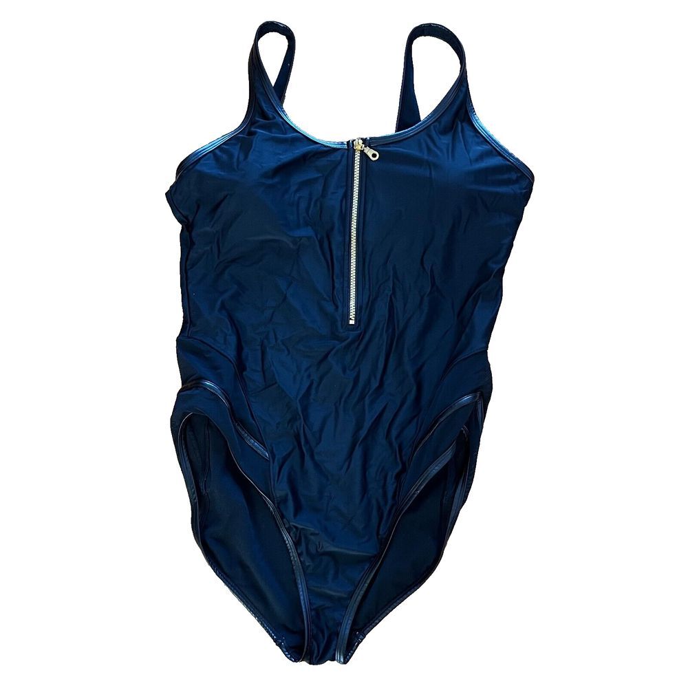 Gabi Fresh Swimsuits for All One Piece 20D/DD Black Leather Trim Mesh Stretch